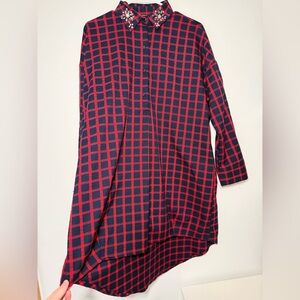 Zara Red and Black Plaid Dress